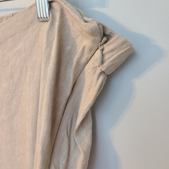 J Jill Linen Stretch Ankle Pants XL Petite Light Beige Button Hem Side Zipper - Picture 4 of 10